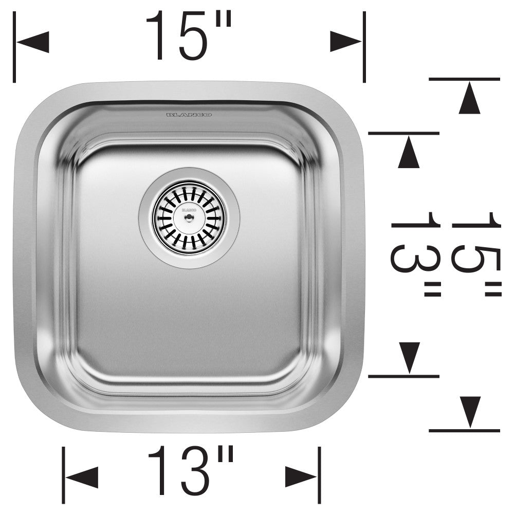 Stainless Steel STELLAR Undermount Bar Sink, 15" X 15"