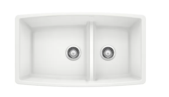Performa SILGRANIT 33" Double Bowl Undermount Low Divide White Kitchen Sink