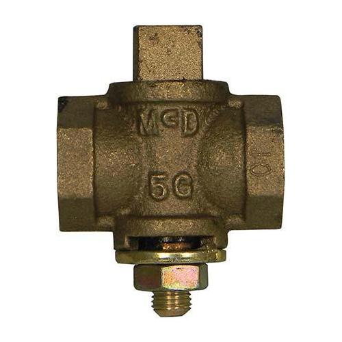 3/4" Flat Tee Head Plug Valve with Check - Bronze - FNPT