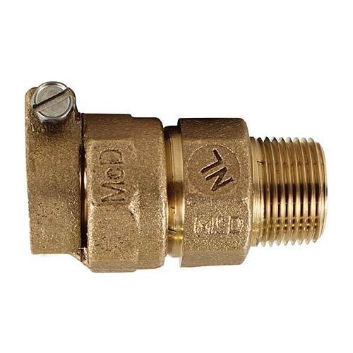 A.Y. McDonald 5141-129, 74753-22 Octagonal Straight Coupling, 1 in Nominal, -22 Mac-Pak CTS Compression x MNPT End Style, Brass, Domestic