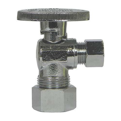 A.Y. McDonald 5421-235, 72082C Angle 1/4 Turn Supply Stop, 5/8 x 3/8 in Nominal, Compression, 125 psi, Brass Body, Polished Chrome, Import