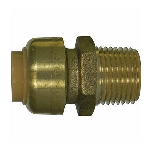 A.Y. McDonald 5426-022 72100M 1/2X3/4 Push-Fit Male Adapter, 1/2 x 3/4 in Nominal, CTS x MNPT End Style, Brass, Import
