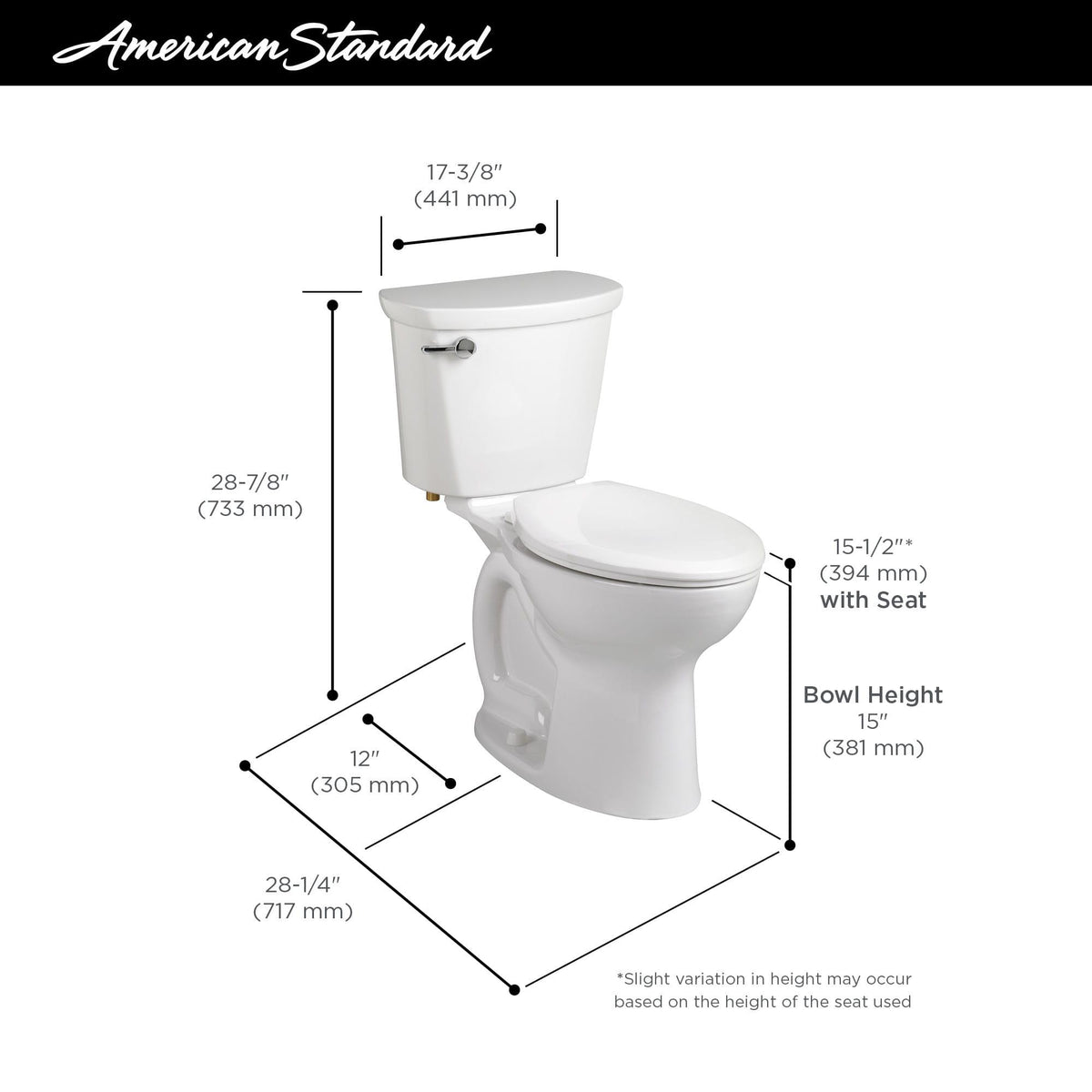 Cadet - 2-Piece Toilet - White - Round