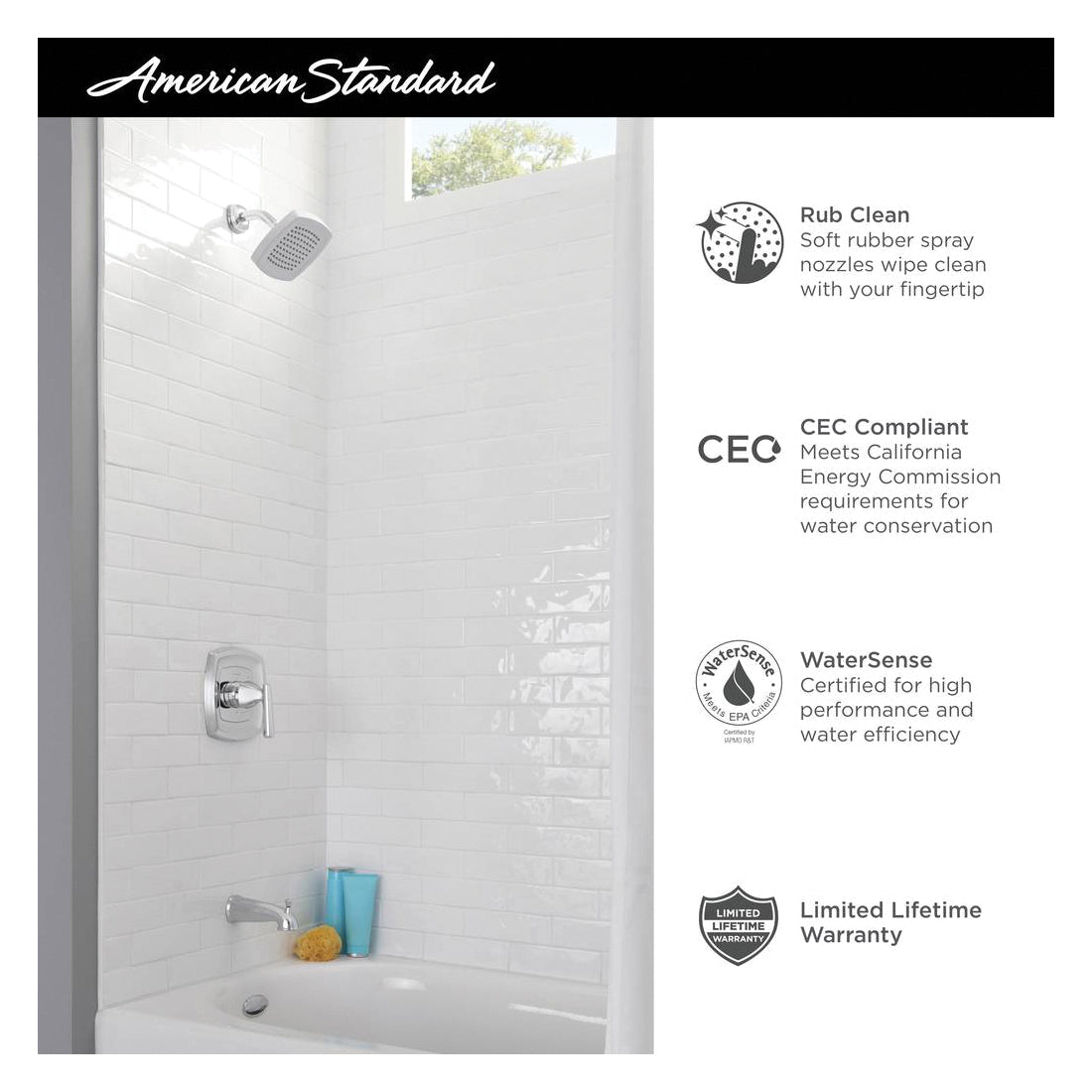 Edgemere - Water Saving Bath/Shower Trim Kit - Wall Mount