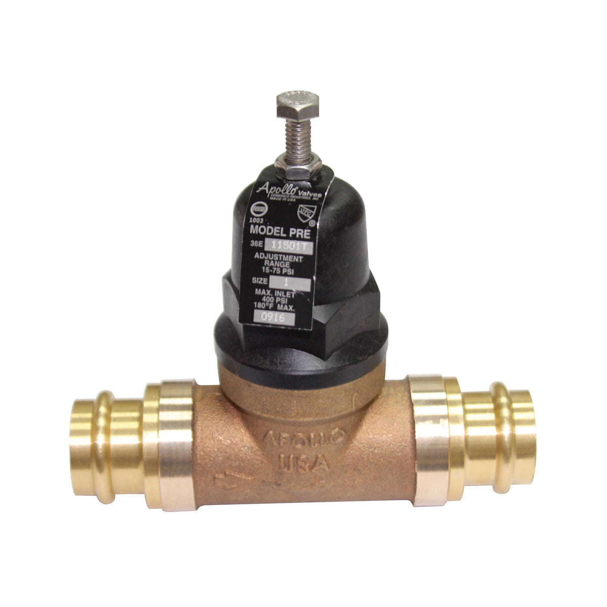 Apollo™ 36ELF12401X 36ELF Pressure Reducing Valve, 3/4 in Nominal, Double Union x F1807 PEX End Style, 15 to 75 psi Pressure, Bronze Body