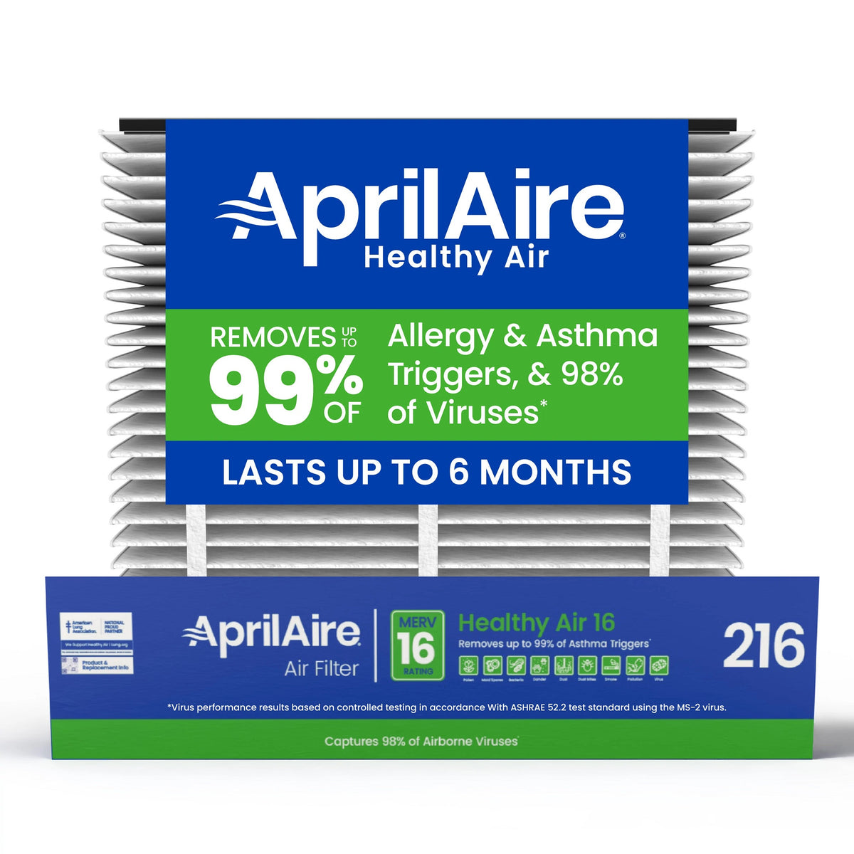 Aprilaire® 216 Air Filter, 20 in H x 4 in W, 16 MERV, Domestic