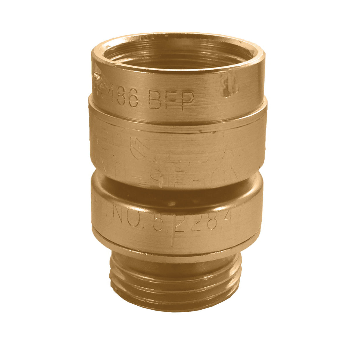 Arrowhead Brass 59BFP Self-Draining Vacuum Breaker, 1-1/16 x 3/4 in, Fine Thread x Male Hose Thread, Brass, Domestic