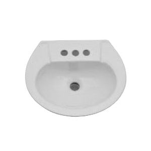 Barclay B/3-201WH Hampshire™ 450 Lavatory Basin Only, Oval Shape, 4 in Faucet Hole Spacing, 17-3/4 in W x 14-3/4 in D, Wall Mount, Vitreous China, White, Import