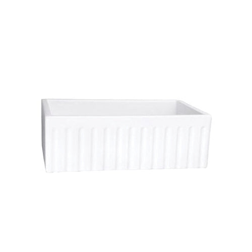 Barclay FS30FL Felicity Fluted Apron Front Farmer Sink, Rectangle Shape, 29-3/4 in W x 18 in D x 10 in H, Reinforced Base Mount, Fireclay, White, Import