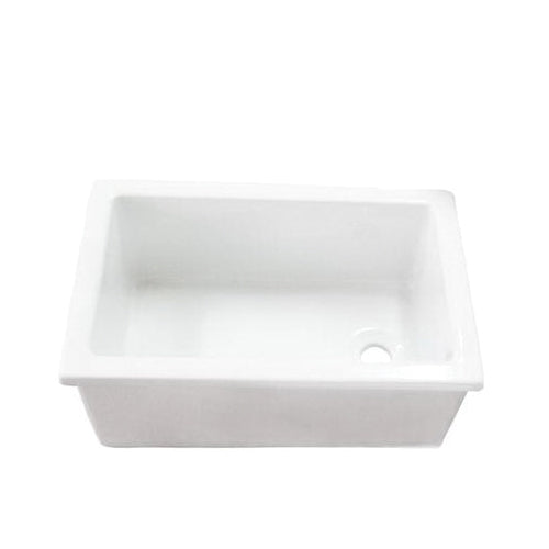 Barclay LS585 Utility Sink, Rectangle Shape, 23 in W x 15 in D x 9 in H, Undermount Mount, Fireclay, White, Import