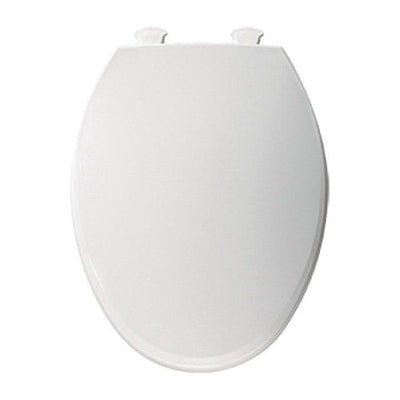 Bemis® 1800EC 000 Toilet Seat With Cover, Elongated Bowl, Closed Front, Plastic, White, Quick Release Hinge, Domestic