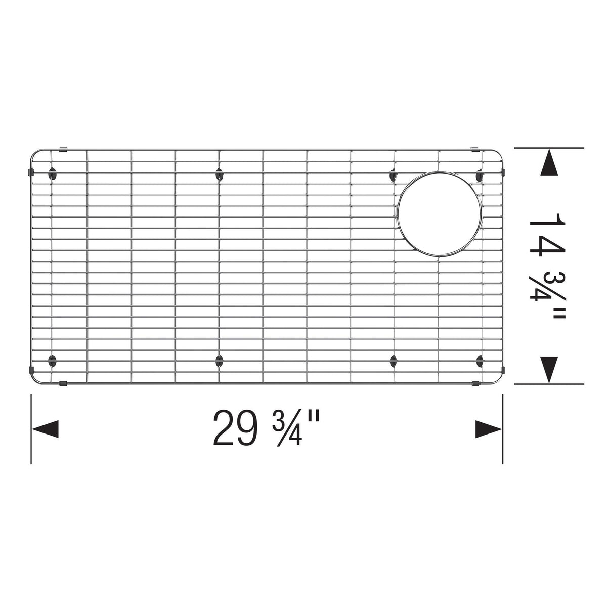 Sink Grid - 30-3/8" L x 14-3/4" W - Right Drain Opening