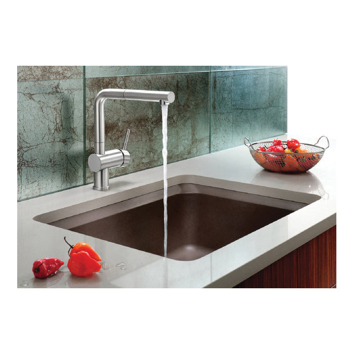 Blanco 441370 VISION™ SILGRANIT® II Medium Composite Sink, Truffle, Rectangle Shape, 21-1/2 in L x 15-3/8 in W Bowl x 7-3/4 in D Bowl, 24 in L x 18 in W, Undermount Mounting, Granite
