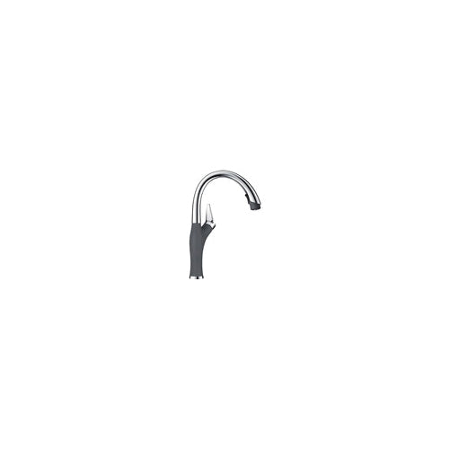 Blanco 442025 ARTONA™ Kitchen Faucet With Dual Spray, 2.2 gpm Flow Rate, Cinder/Stainless, 1 Handles, 1 Faucet Holes, Function: Traditional