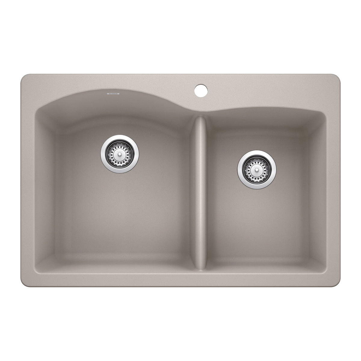 Blanco 442744 DIAMOND™ 1-3/4 Offset Bowl Dual-Mount Kitchen Sink, Rectangular Shape, 1 Faucet Holes, 33 in L x 22 in W x 9.866 in H, Dual Mounting, SILGRANIT®, Concrete Gray, Import