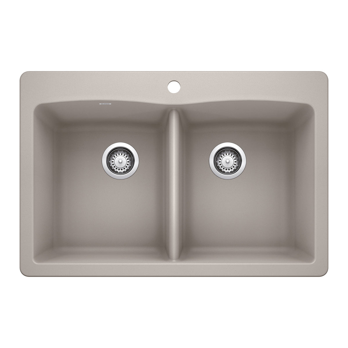 Blanco 442748 DIAMOND™ Dual-Mount Equal Double Bowl Kitchen Sink, Rectangular Shape, 1 Faucet Holes, 33 in L x 22 in W x 9.866 in H, Dual Mounting, SILGRANIT®, Concrete Gray, Import