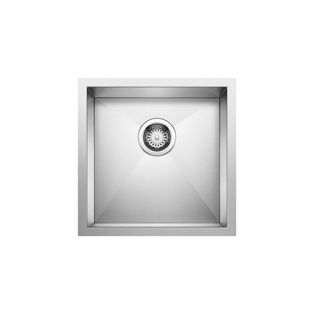 Blanco 443049 QUATRUS R0 BAR Sink, Brushed, Rectangle Shape, 15 in W Bowl x 15 in D Bowl, 8 in H x 16-15/16 in W x 16-15/16 in D, Undermount Mounting, Stainless Steel