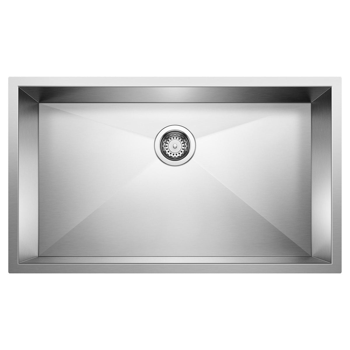 Blanco 515820 STEELART™ PRECISION™ Kitchen Sink, Polished Satin, Rectangle Shape, 30 in L x 16 in W Bowl x 10 in D Bowl, 32 in L x 18 in W, Undermount Mounting, 18 ga 304 Stainless Steel