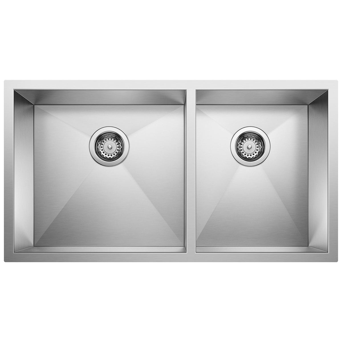 Blanco 515824 PRECISION™ R10 STELLART™ 1-3/4 Bowl Kitchen Sink, Satin Polished, Rectangle Shape, 17 in Left, 13 in Right L x 16 in Left, 16 in Right W Bowl x 10 in Left, 10 in Right D Bowl, 33 in L x 18 in W, Undermount Mounting, 18 ga 304 Stainless Steel