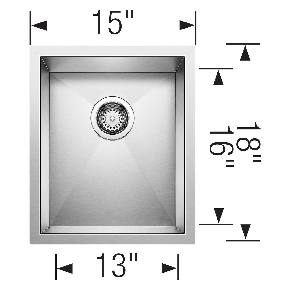 Steelart Precision Kitchen Sink - 15" L x 18" W - Undermount