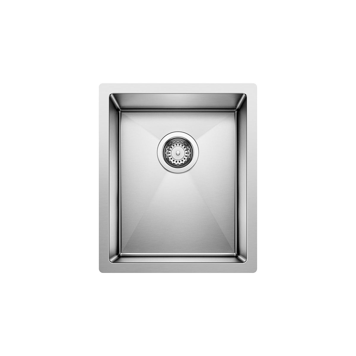 Blanco 516225 PRECISION™ R10 STELLART™ Small Kitchen Sink, Satin Polished, Rectangle Shape, 13 in L x 16 in W Bowl x 10 in D Bowl, 15 in L x 18 in W, Undermount Mounting, 18 ga 304 Stainless Steel