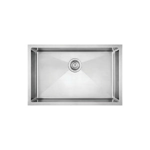 Blanco 521484 QUATRUS™ R15 Kitchen Sink, Satin, Rectangle Shape, 26 in L x 16 in W Bowl x 9 in D Bowl, 28 in L x 18 in W, Undermount Mounting, 18 ga 304 Stainless Steel