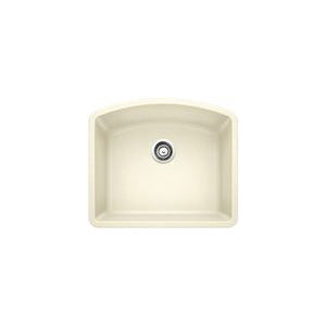 Blanco 440176 DIAMOND™ SILGRANIT® II Kitchen Sink, Biscuit, D-Shaped Shape, 22 in L x 18-13/16 in W Bowl x 10 in D Bowl, 24 in L x 20-13/16 in W, Undermount Mounting, Solid Granite