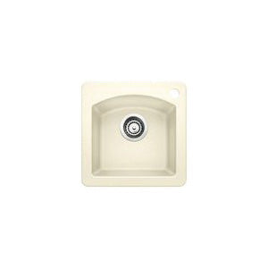 Blanco 440206 DIAMOND™ Drop-In Bar Sink, SILGRANIT®, Biscuit, Squared Shape, 12 in L x 11-1/2 in W x 8 in D Bowl, 1 Faucet Holes, 15 in L x 15 in W, Granite Composite