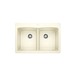 Blanco 440222 DIAMOND™ SILGRANIT® II Kitchen Sink With Ledge, Rectangle Shape, 1 Faucet Holes, 33 in W x 22 in D, Drop-In/Undermount Mounting, Granite, Biscuit, Import