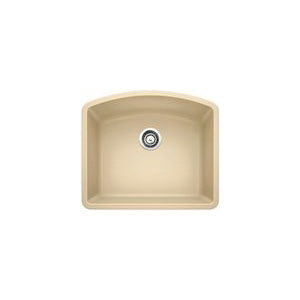 Blanco 441220 DIAMOND™ SILGRANIT® II Kitchen Sink, Biscotti, D-Shaped Shape, 22 in L x 18-13/16 in W Bowl x 10 in D Bowl, 24 in L x 20-13/16 in W, Undermount Mounting, Solid Granite
