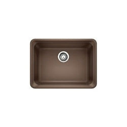 Blanco 441369 VISION™ SILGRANIT® II Kitchen Sink, Cafe Brown, Rectangle Shape, 21-1/2 in L x 15-3/8 in W Bowl x 7-3/4 in D Bowl, 24 in L x 18 in W, Undermount Mounting, Solid Granite