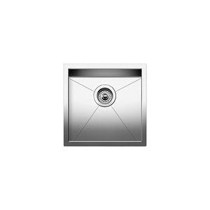Blanco 518168 DIAMOND™ SILGRANIT® Bar Sink, Satin, Squared Shape, 15 in L x 15 in W Bowl x 8 in D Bowl, 17 in L x 17 in W, Undermount Mounting, 18 ga 304 Stainless Steel