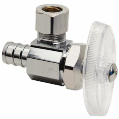 BrassCraft® BRPX19X C Multi-Turn Angle Stop, 1/2 x 3/8 in Nominal, PEX x Compression, 125 psi, Brass Body, Polished Chrome, Domestic