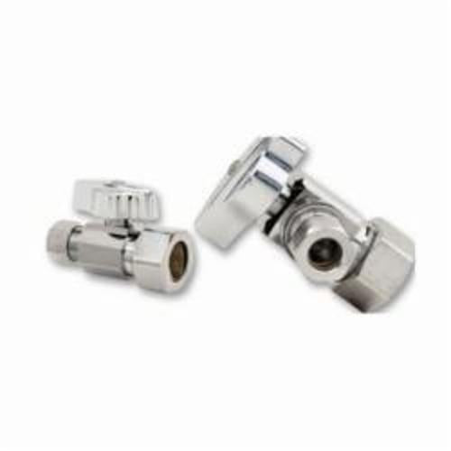 BrassCraft® KTCR19X C KT™ 1/4 Turn Angle Ball Stop, 1/2 x 3/8 in Nominal, Compression, 125 psi, Brass Body, Polished Chrome, Domestic