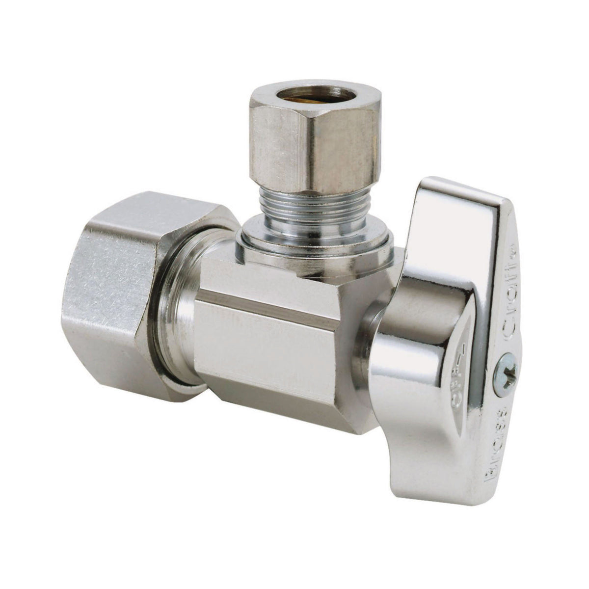 Kt - 1/2 x 3/8" C 1/4 Turn Angle Ball Stop - Brass - 125 PSI