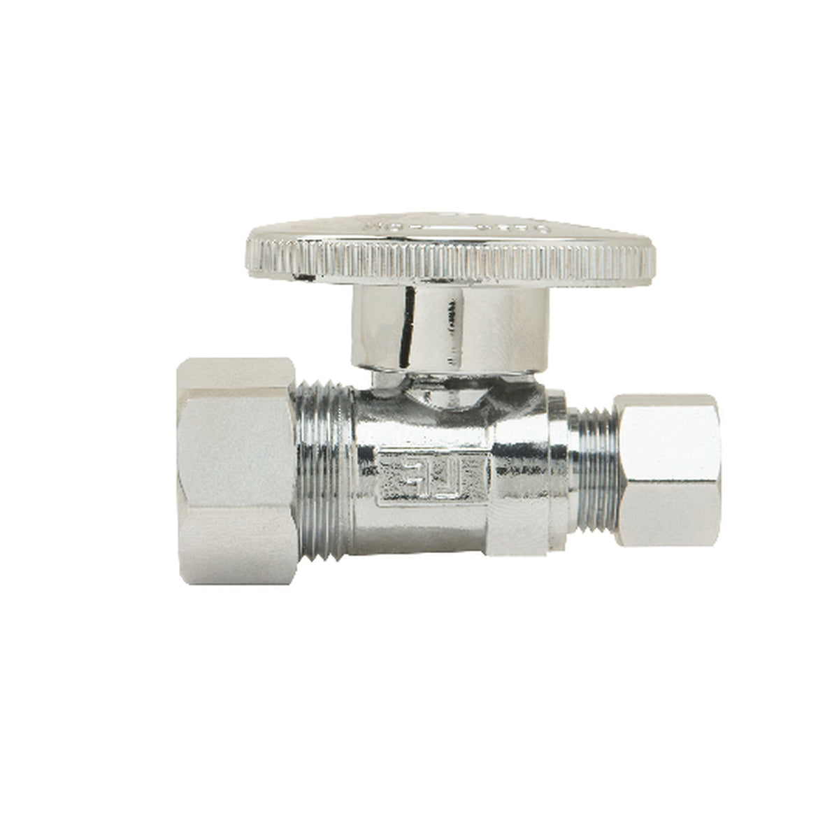 PlumbShop® RELIABLE VALUE™ PLB200X P Straight Quarter-Turn Supply Ball Stop, 1/2 x 3/8 in Nominal, Compression, 125 psi, Brass Body, Polished Chrome