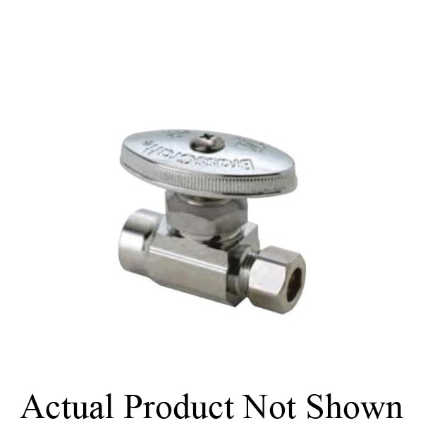 BrassCraft® R14X R1 Multi-Turn Straight Stop, 1/2 x 3/8 in Nominal, Push-Fit x Compression, 125 psi, Brass Body, Rough Brass, Domestic