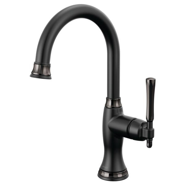 Brizo® 61058LF-BLBNX Bar Kitchen Faucet, The Tulham™ Kitchen Collection by Brizo®, Matte Black / Brilliance Black Onyx, 1 Handles, 1.8 gpm Flow Rate
