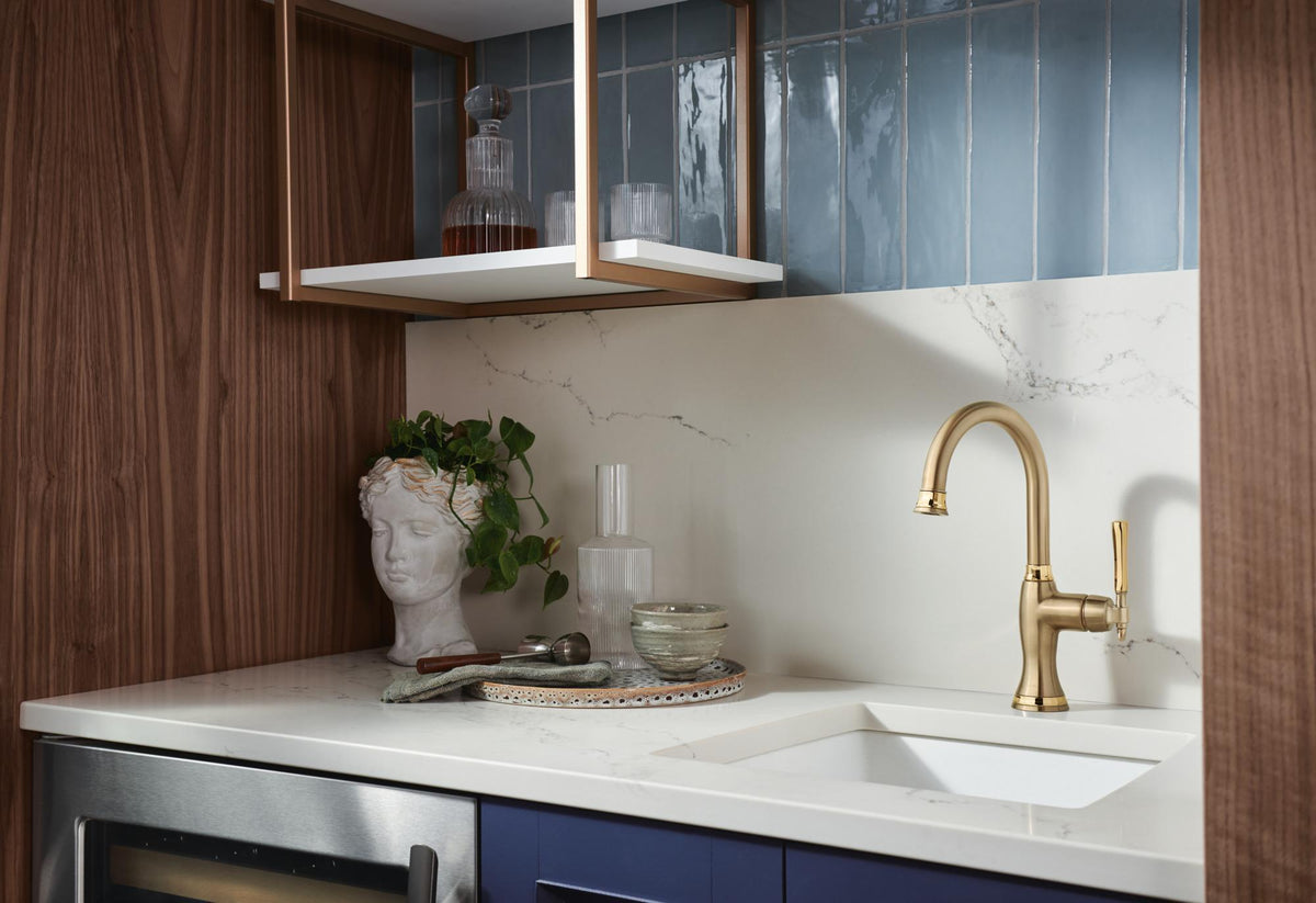 Brizo® 61058LF-GLPG Bar Kitchen Faucet, The Tulham™ Kitchen Collection by Brizo®, Luxe Gold / Polished Gold, 1 Handles, 1.8 gpm Flow Rate