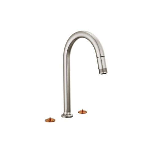Brizo® 62506LF-SSLHP-L Kintsu® Single Handle Faucet with Arc Spout, 1.8 gpm Flow Rate, Stainless, 3 Faucet Holes