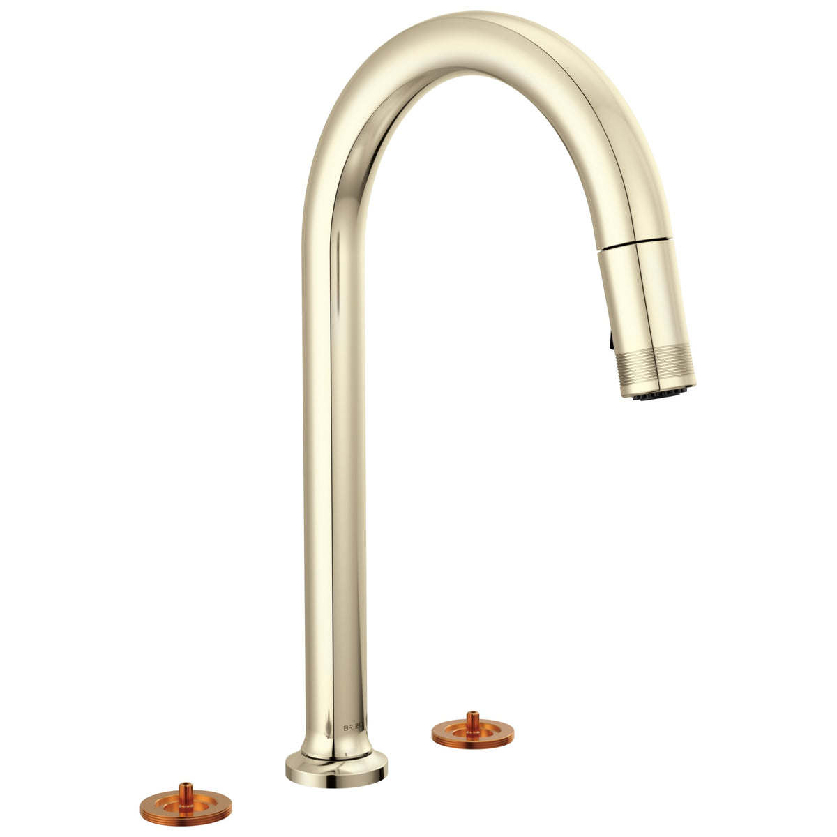 Brizo® 62506LF-PNLHP-L Kintsu Widespread Pull-Down Kitchen Faucet, 1.8 gpm Flow Rate, Lumicoat Polished Nickel, 2 Handles, 3 Faucet Holes