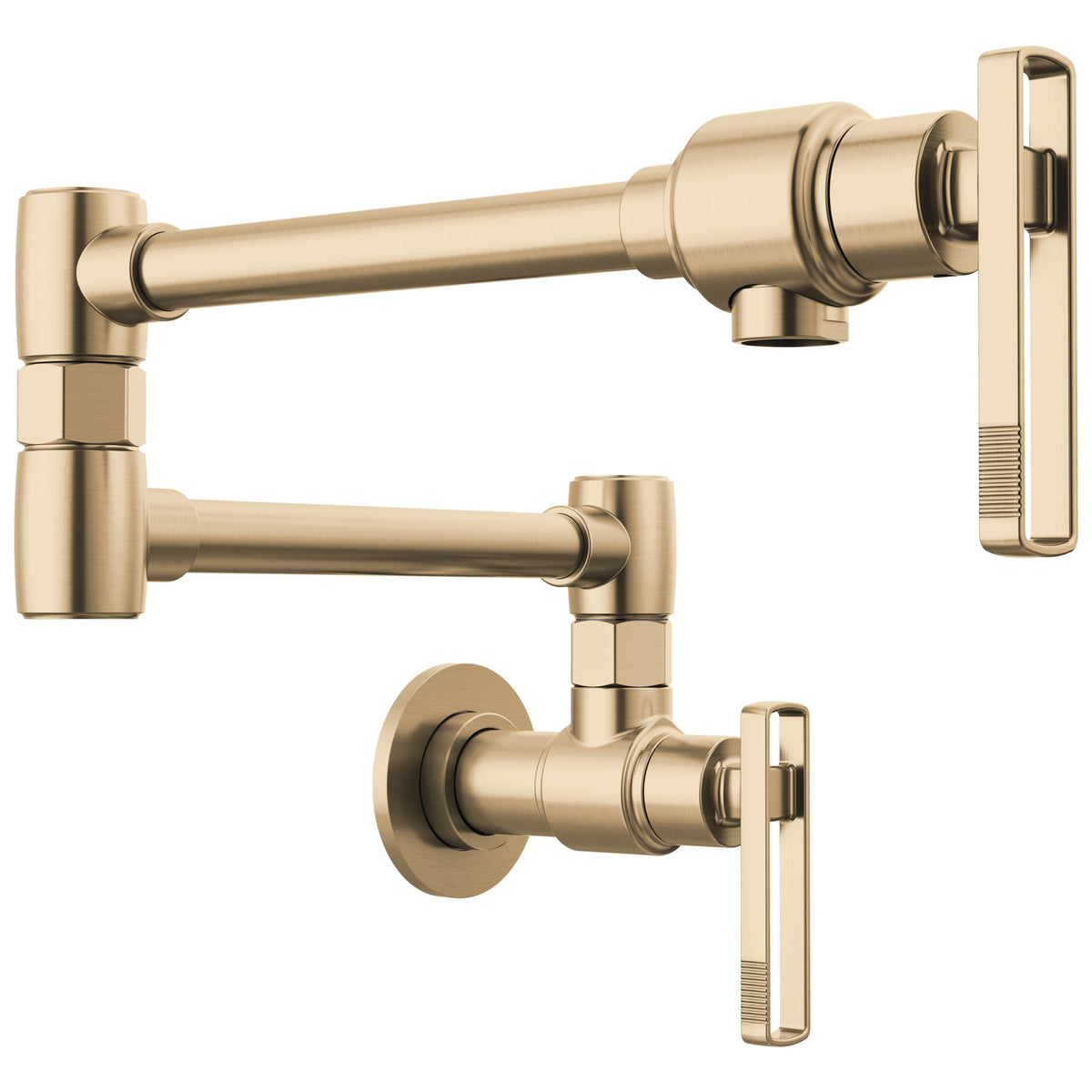 Brizo® 62807LF-GL-L Kintsu® Pot Filler, 4 gpm Flow Rate, Dual Jointed Swivel Spout, Luxe Gold, 2 Handles, Import