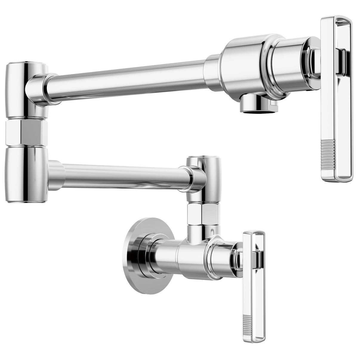 Brizo® 62807LF-PC-L Kintsu® Pot Filler, 4 gpm Flow Rate, Dual Jointed Swivel Spout, Chrome, 2 Handles, Import