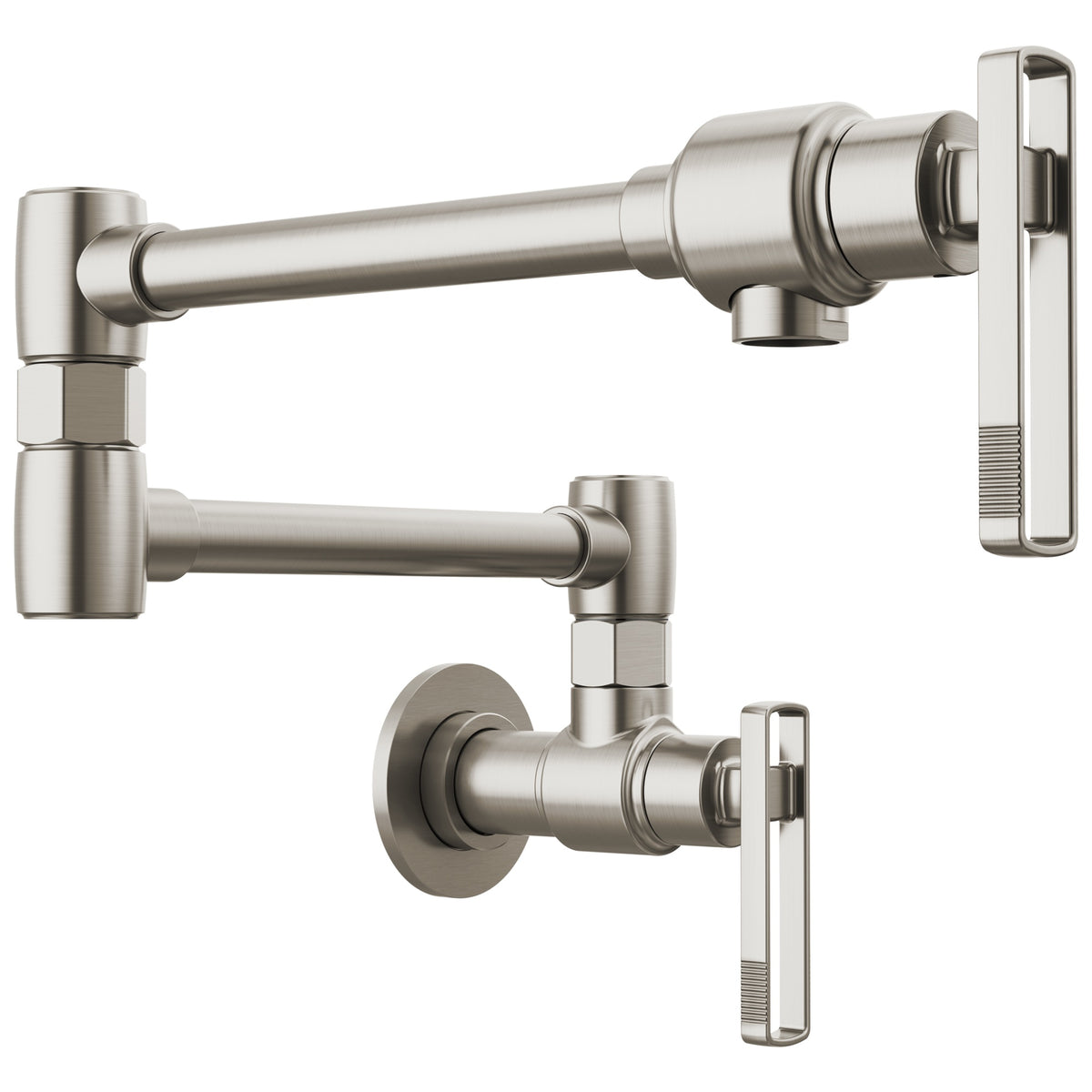 Brizo® 62807LF-SS-L Kintsu® Pot Filler, 4 gpm Flow Rate, Dual Jointed Swivel Spout, Stainless, 2 Handles, Import
