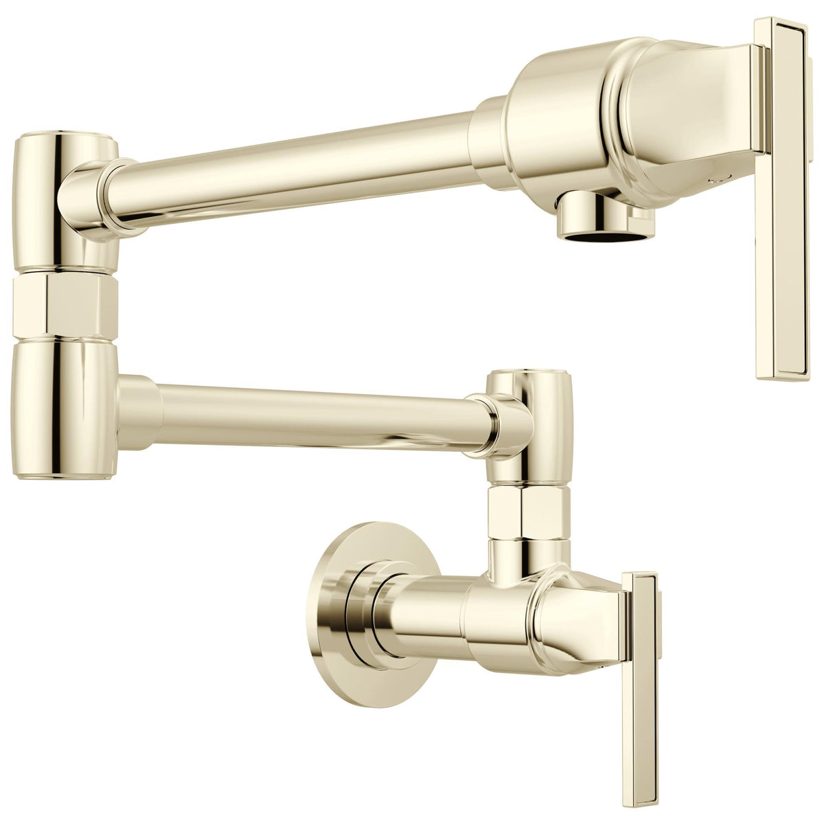 Brizo® 62822LF-PN Frank Lloyd Wright® Pot Filler, 4 gpm Flow Rate, Double Jointed Swing Spout, Polished Nickel, 1 Handles, Import
