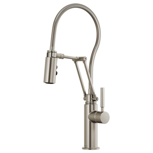 Brizo® 63121LF Solna® Articulating Kitchen Faucet With Finished Hose, Brizo® Solna® Articulating Kitchen Faucet With Finished Hose, 1.8 gpm Flow Rate, 1 Handle, 1 Faucet Hole, Function: Traditional, Domestic, Commercial