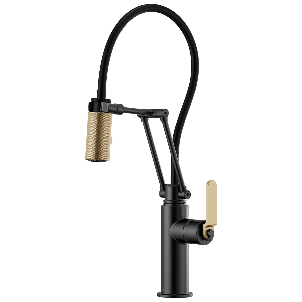Litze - Articulating Kitchen Faucet - Matte Black/Luxe Gold