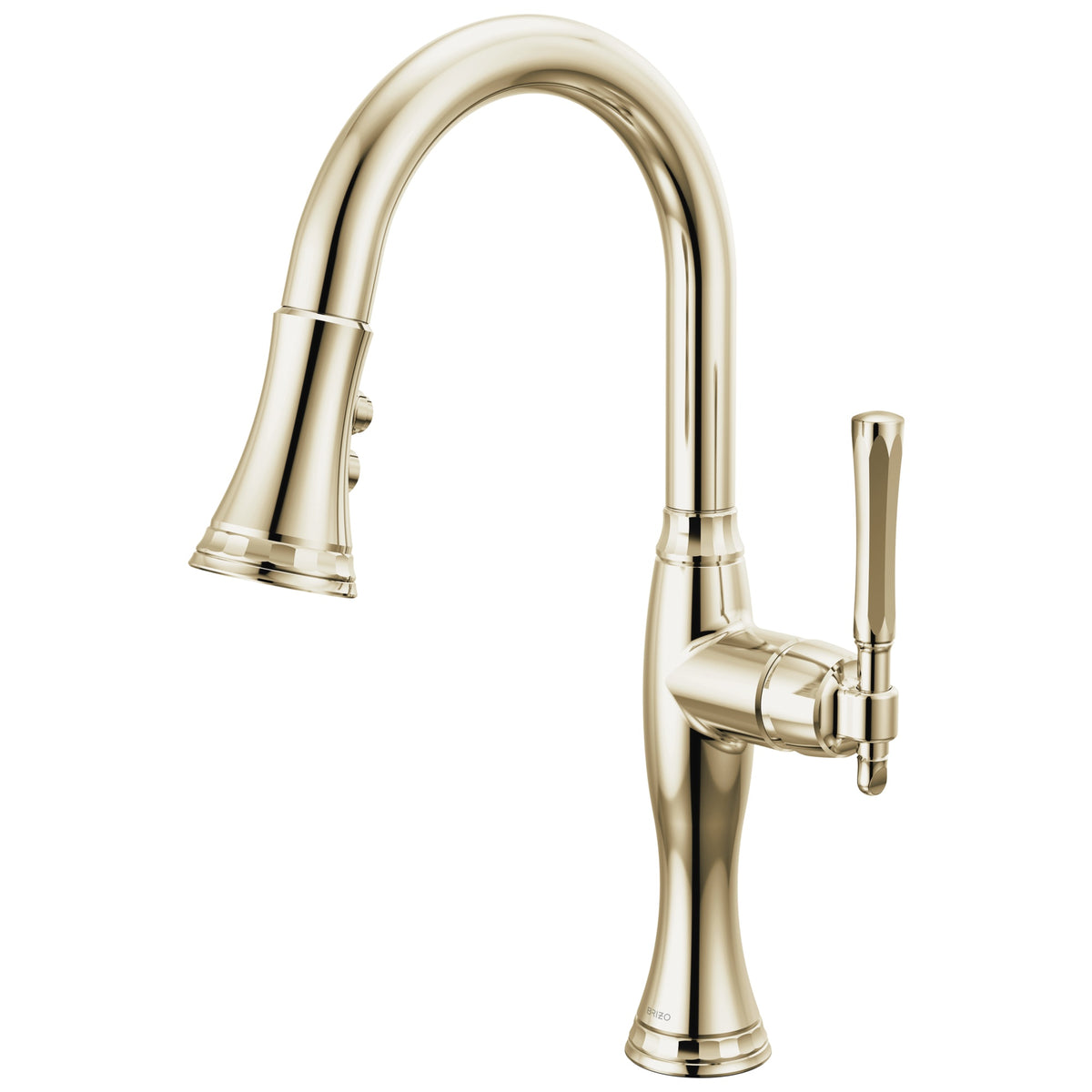 Brizo® 63958LF-PN Pull-Down Kitchen Faucet, 1.8 gpm Flow Rate, Polished Nickel, 1 Handles, 1 Faucet Holes, Spray/Aerated Stream Function, Import
