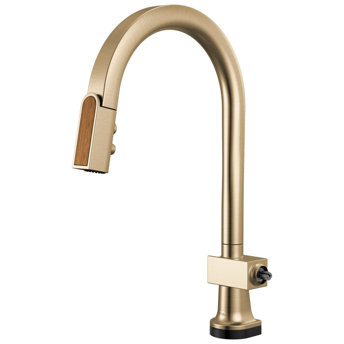 Brizo® 64022LF-GLWDLHP 64022LF Frank Lloyd Wright Pull-Down Kitchen Faucet, 1.8 gpm Flow Rate, Luxe Gold/Wood, 1 Handles, 1 Faucet Holes, Function: Dual-Function
