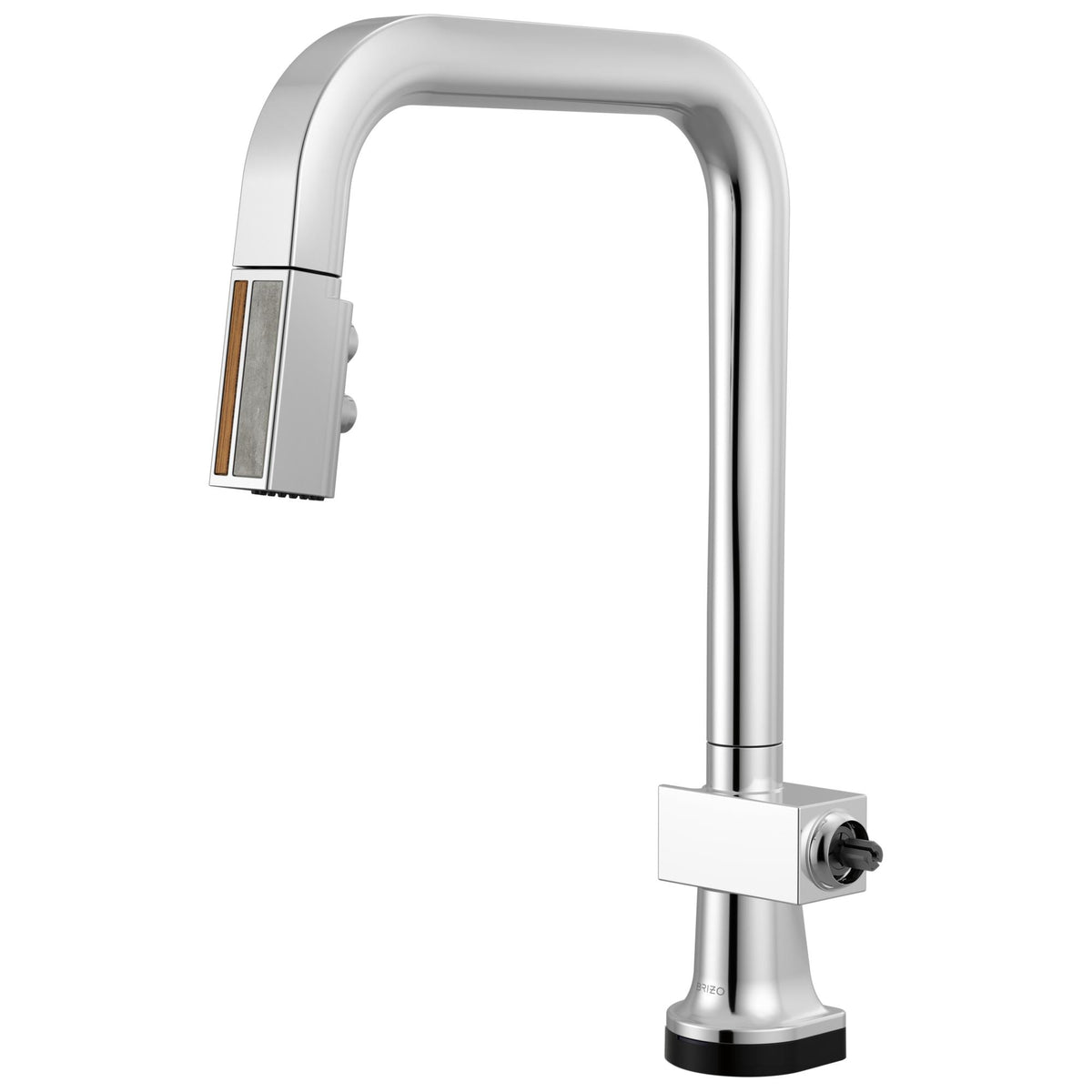 Brizo® 64023LF-PCWDLHP 64023LF Frank Lloyd Wright Pull-Down Kitchen Faucet, 1.8 gpm Flow Rate, Polished Chrome/Teak Wood, 1 Handles, 1 Faucet Holes, Function: Dual-Function